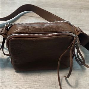 All Saints Brown Leather Crossbody Purse